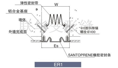 外墙变形缝橡胶嵌平型ER1图集构造