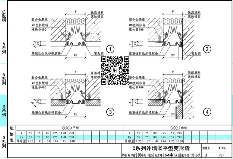外墙变形缝(伸缩缝)图集做法主要分为 外墙盖板型变形缝计算规则